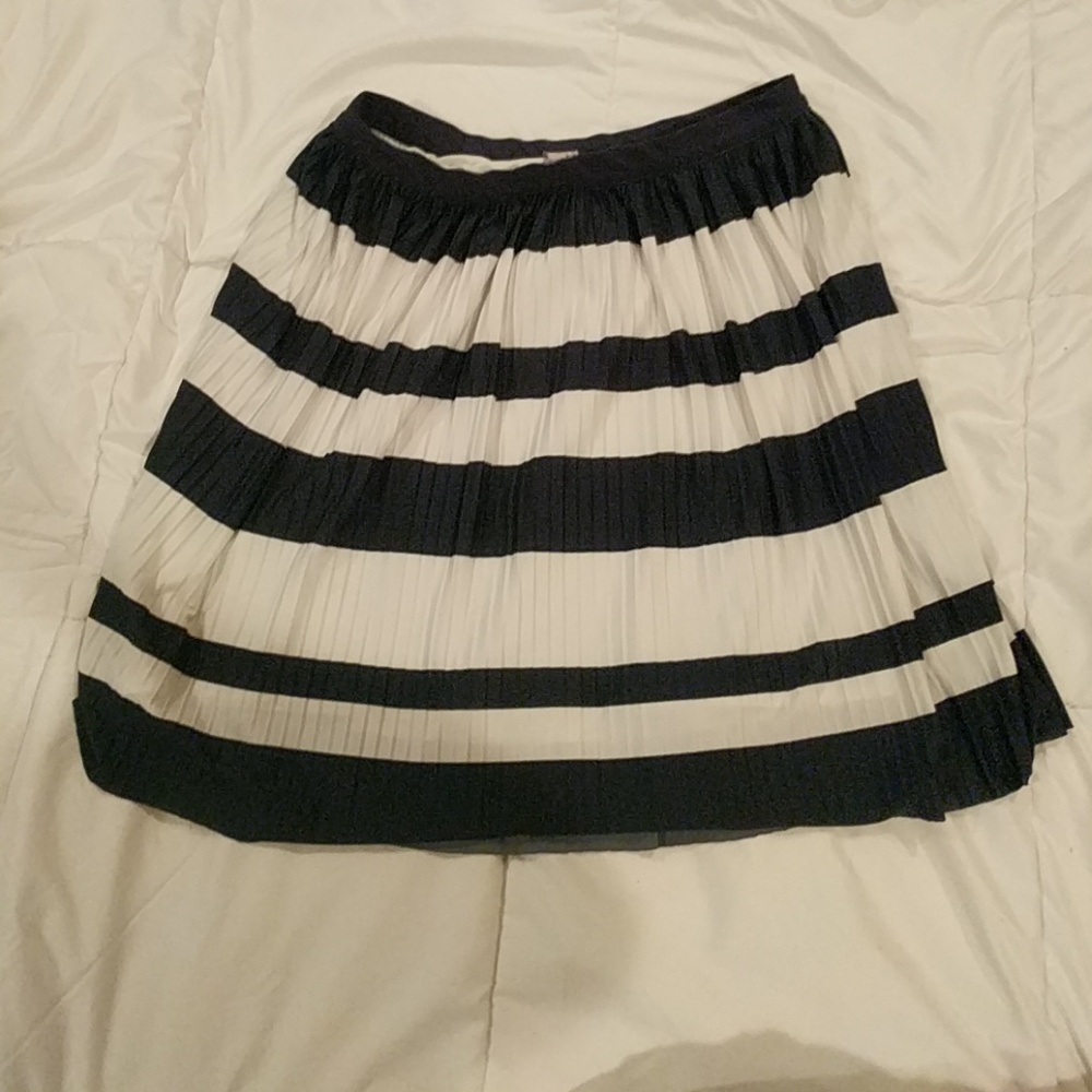 Striped pleated A line skirt